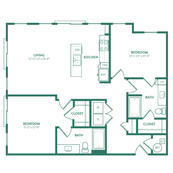 B4, 2Bed/2Bath, 1157 sq. ft. at the Epoch on Eagle Apartments in Denton, TX