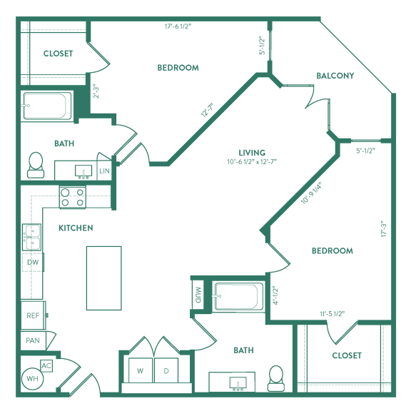 B5, 2Bed/2Bath, 1177 sq. ft. at the Epoch on Eagle Apartments in Denton, TX