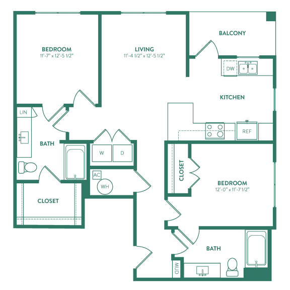 B6, 2Bed/2Bath, 1048 sq. ft. at the Epoch on Eagle Apartments in Denton, TX