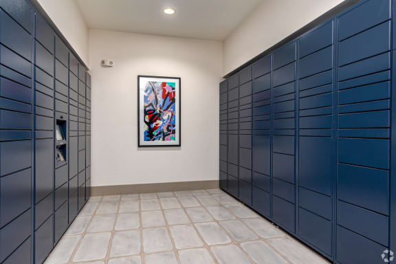 Interior delivery Hub lockers at Era apartments in Denton, TX
