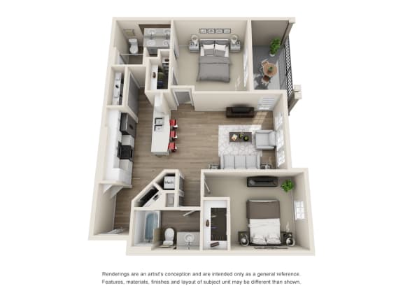C 3D Floorplan at Evergreen at Southwood in Tallahassee, FL