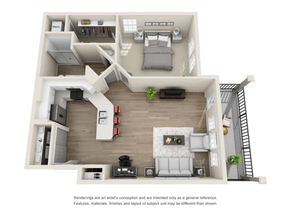 B 3D Floorplan at Evergreen at Southwood in Tallahassee, FL