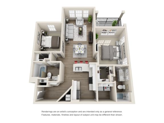 D 3D Floorplan at Evergreen at Southwood in Tallahassee, FL