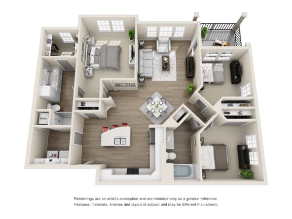 E 3D Floorplan at Evergreen at Southwood in Tallahassee, FL