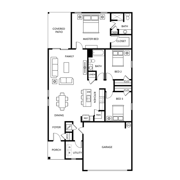 Ginkgo - 3 Bedroom 2 Bath 1,536 Sq. Ft. Floor Plan at Beacon at Vine Creek, Texas, 78660