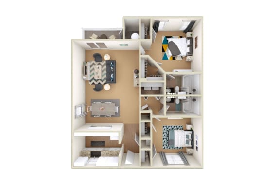 3D Large Villa Floor Plan at Grand Reserve at Columbus Apartments in Columbus, Georgia, GA