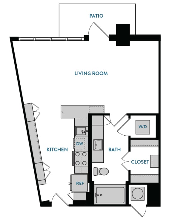 Studio S2 Floorplan,at The Hamilton, Dallas, TX
