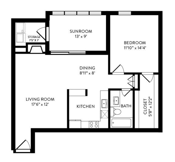 A6 - 1 Bedroom, 1 Bathroom, 858 Square Feet - A6 Floorplan at Hillside Creek in Austin, TX