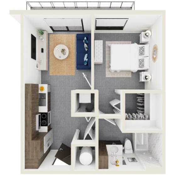 3d rendering of S3 Floor Plan at Hollywood Heights on the Boulevard Luxury apartments in Hollywood, FL