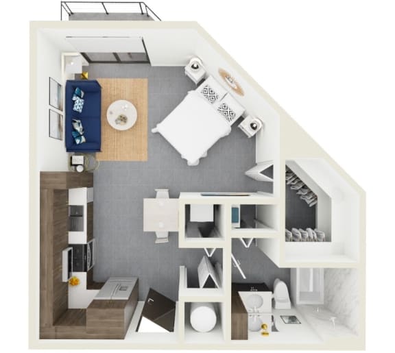 3d rendering of S4 Floor Plan at Hollywood Heights on the Boulevard Luxury apartments in Hollywood, FL