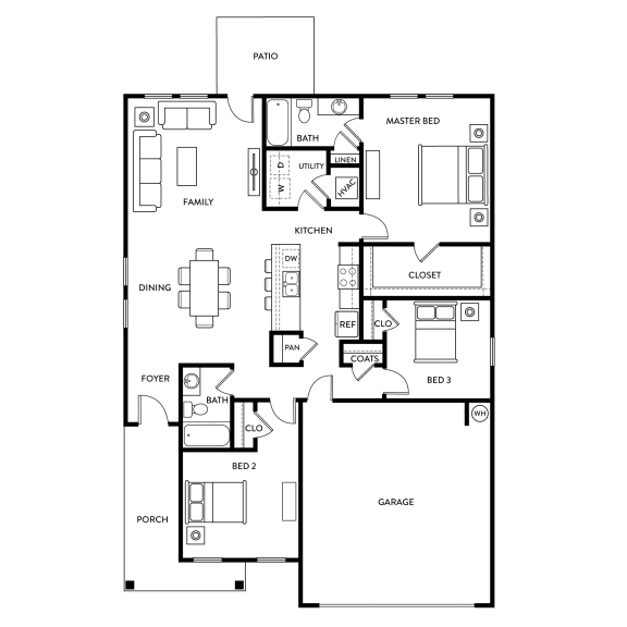Linden floor plan - 3bedroom 2bathroom