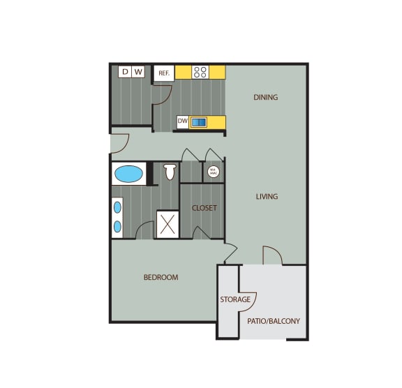 1bed floor plan of Lakeland Grand in Lakeland, FL