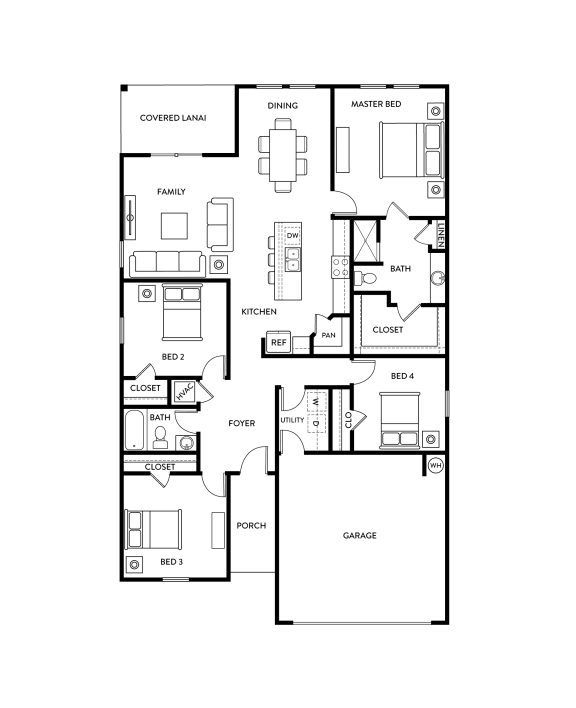Locust Floor Plan | 4 Bed, 2 Bath, 1,802sqft | Woodland Village | Rental Homes in DeLand, FL
