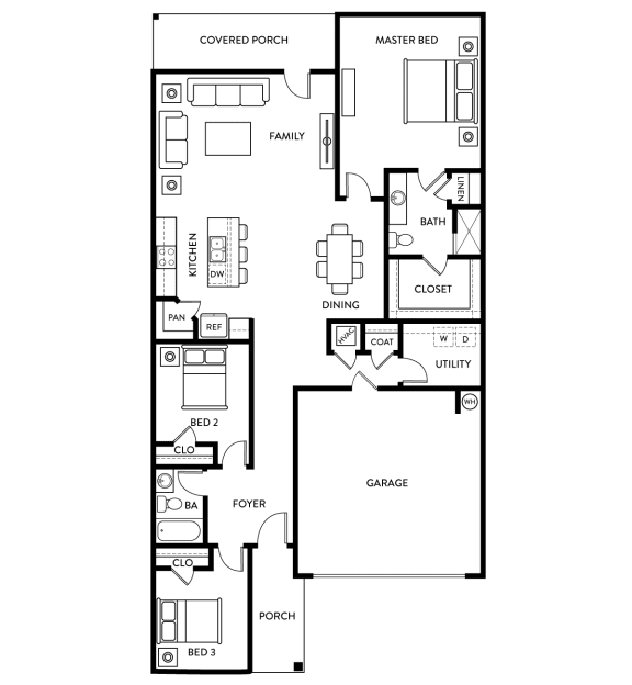 Magnolia - 3 Bedroom 2 Bath 1,662 Sq. Ft. Floor Plan at Beacon at Meridian, Texas, 78245