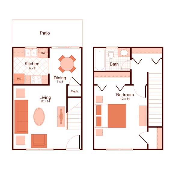Floor Plan at Magnolia Apartment Homes Shreveport, Louisiana, LA