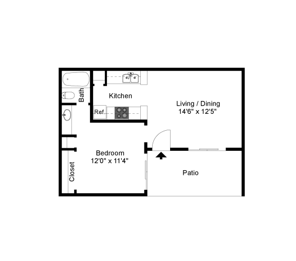a floor plan of a house with a bedroom and a living room