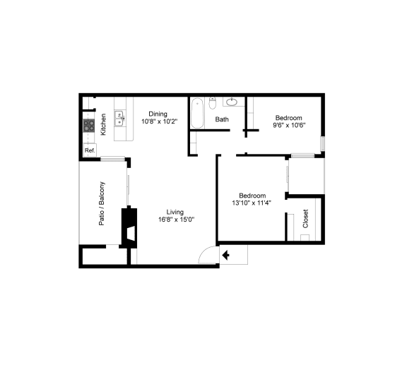 B1 2D floor plan of Montfort Crossing in Dallas, TX