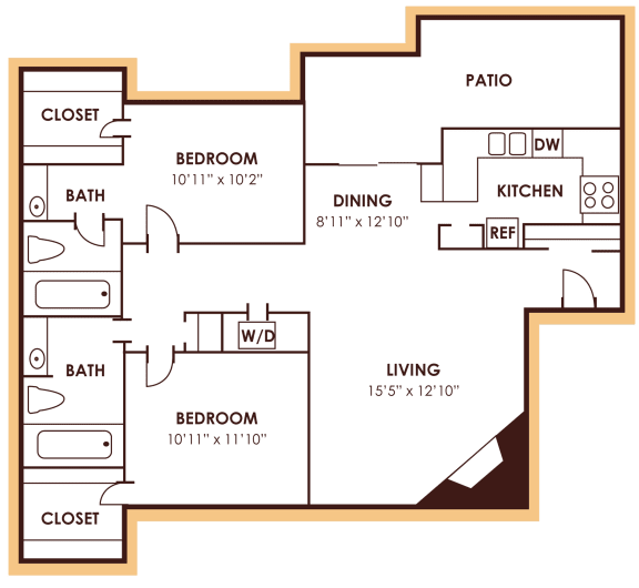 floor plan E of Hunters Chase in Austin, TX
