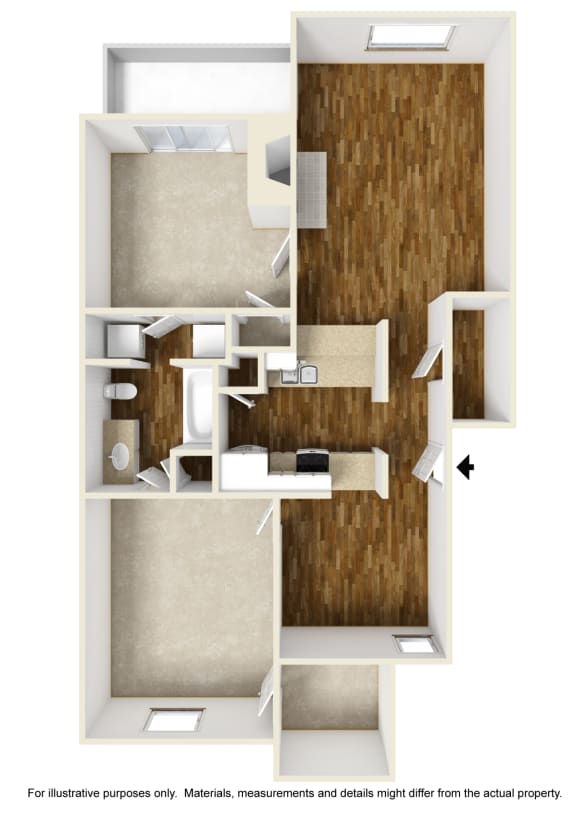A4 3D Floor Plan at Noel on the Parkway Apartments in Dallas, Texas, TX