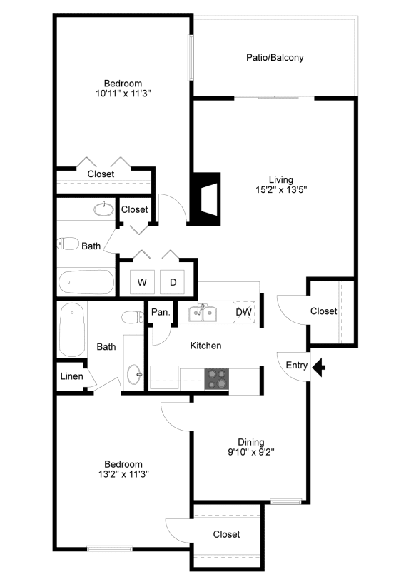 2D Rendering of B1 Floor Plan at Noel on the Parkway Apartments in Dallas, Texas, TX