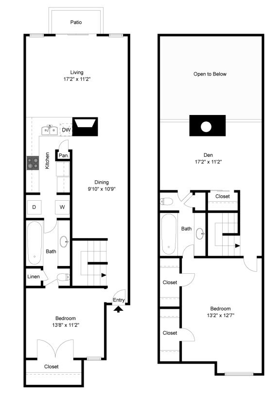2D Rendering of B2 Floor Plan at Noel on the Parkway Apartments in Dallas, Texas, TX