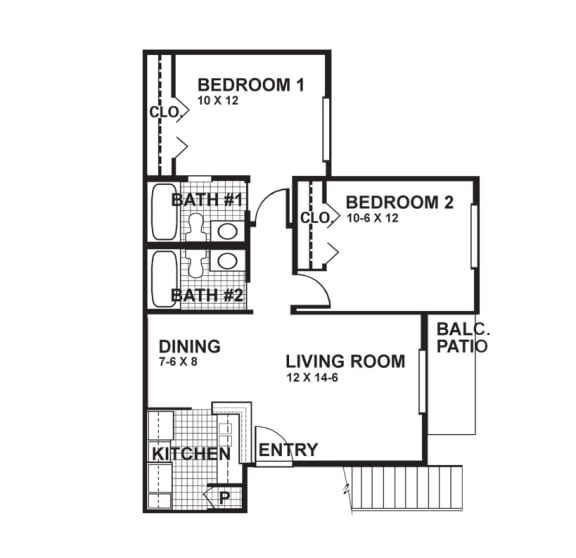 B1 floor plan of Oaks of Denton in Denton, TX
