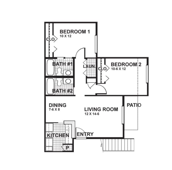B2W floor plan of Oaks of Denton in Denton, TX