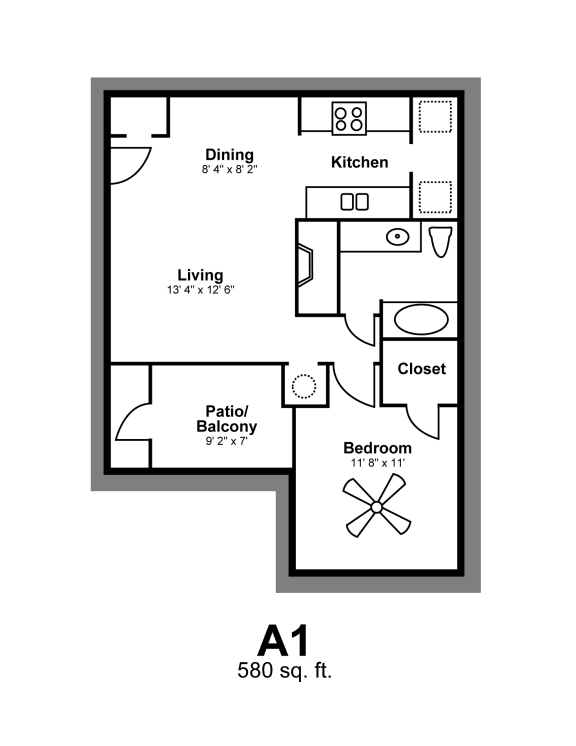 Floor Plan A1 at Vista Crossing Apartments in San Antonio, TX