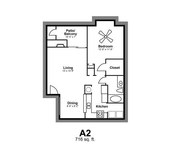 Floor Plan A2 at Vista Crossing Apartments in San Antonio, TX