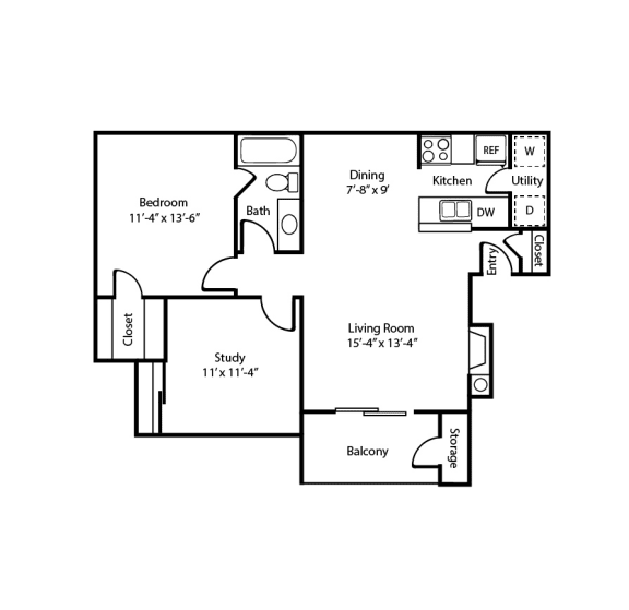 2D A3 Floorplan at Polaris Apartment Homes in Irving, Texas, TX