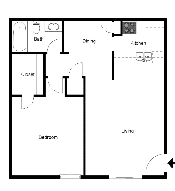 2D Floor Plan of A1 at The Park on Preston Apartments in Dallas, TX