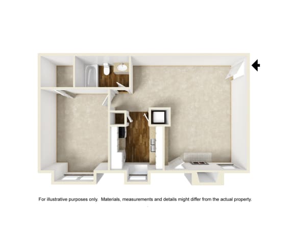 A2 3D floor plan of Park on Preston in Dallas, TX