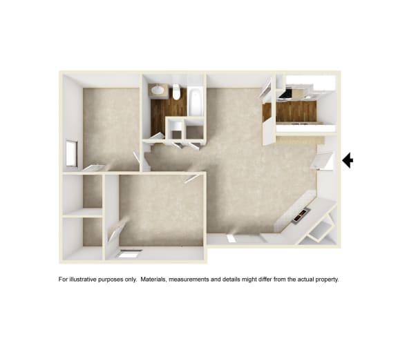 B1 3D floor plan of Park on Preston in Dallas, TX