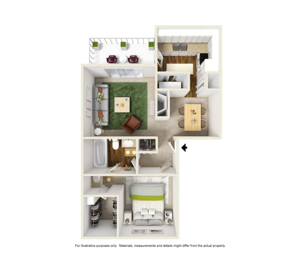 A1 3DSplus floor plan of Preston Villas in Dallas, TX
