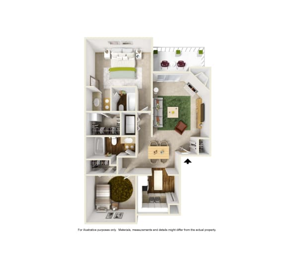 B1 3DSplus floor plan of Preston Villas in Dallas, TX