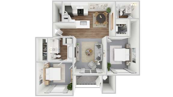 2x2 floor plan at Reflections in Gainesville, FL