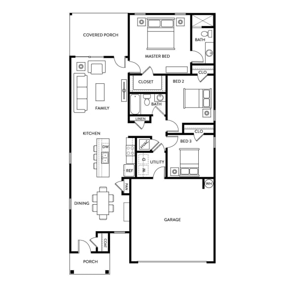 Sequoia Floor Plan - 3 Bed/2 Bath - 1402 SF at Bunton Creek in Kyle, Texas