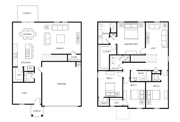 Sycamore Floor Plan - 4 Bed/2.5 Bath - 2338 SF