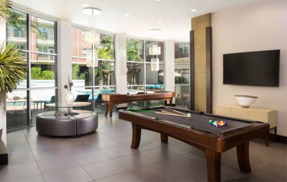 Resident Lounge with Pool Table and Shuffle Board