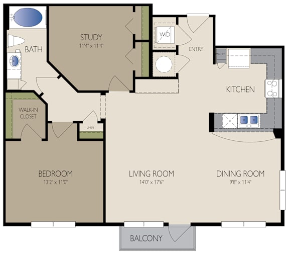Newcastle Floor Plan at The Grand at Upper Kirby | Apartments in Houston, TX