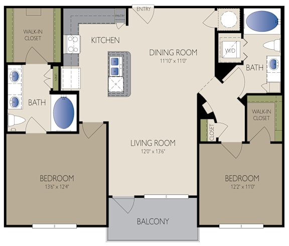 Norfolk Floor Plan at The Grand at Upper Kirby | Apartments in Houston, TX