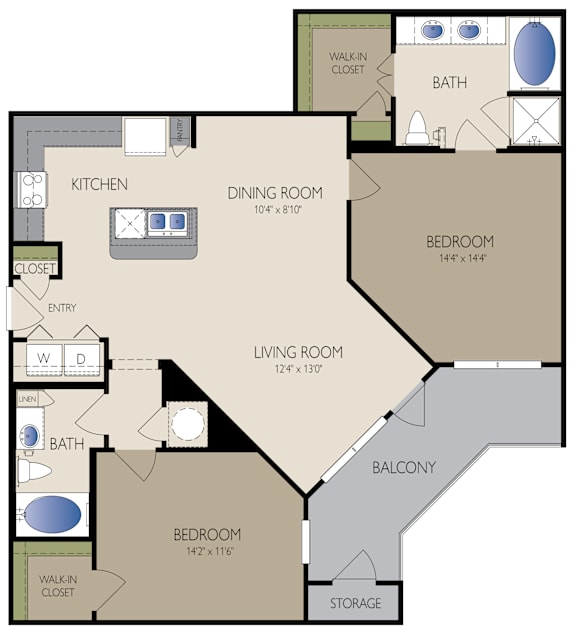 Timmons Floor Plan at The Grand at Upper Kirby | Apartments in Houston, TX