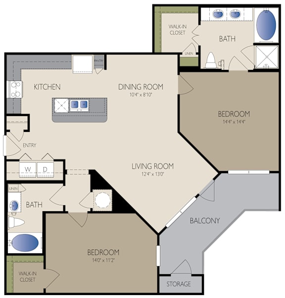 Weslayan Floor Plan at The Grand at Upper Kirby | Apartments in Houston, TX