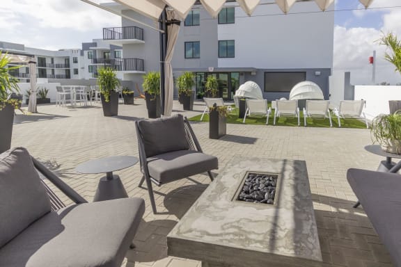 Outdoor Fireplace at Twenty2 West, West Miami, FL
