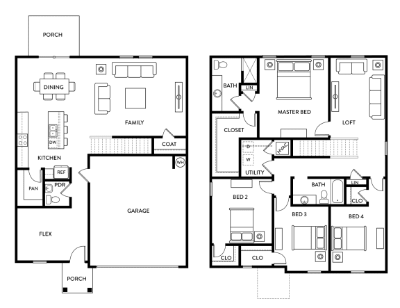 Sycamore - 4 Bedroom 2.5 Bath 2,338 Sq. Ft. Floor Plan at Beacon at Vine Creek, Pflugerville, 78660