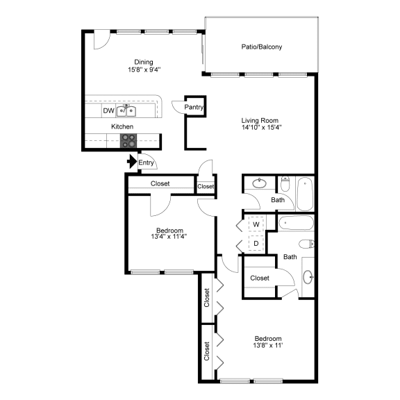 Pinehurst B2 2D Floorplan at Westdale Hills, Euless TX