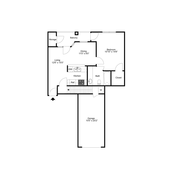 A1 2D floor plan of La Costa Apartment in Plano, TX