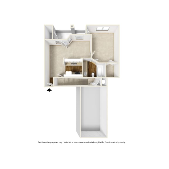 A1 3D floor plan of La Costa Apartment in Plano, TX