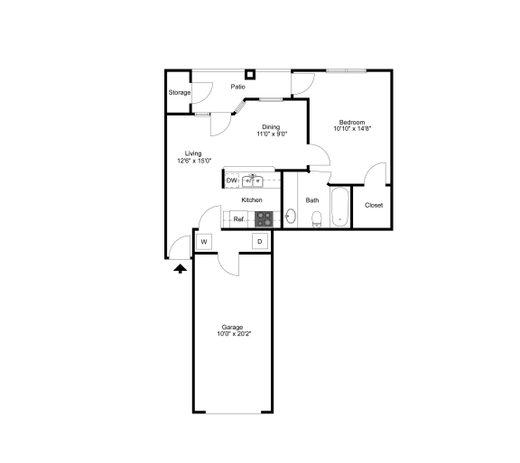 A2 2D floor plan of La Costa Apartment in Plano, TX
