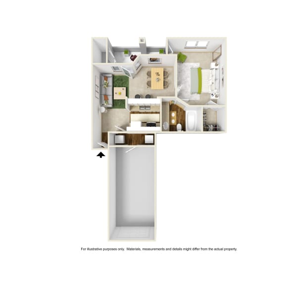 A2 3D floor plan 2 of La Costa Apartment in Plano, TX